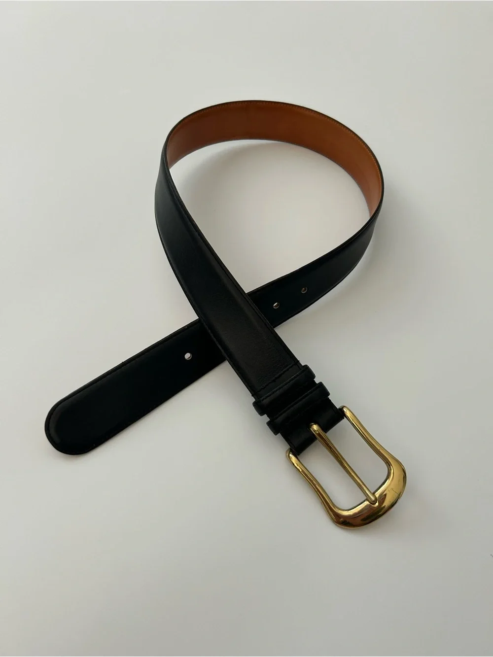 Vintage Coach Leather Belt #8200 English Calfskin Solid Brass USA Black Classic